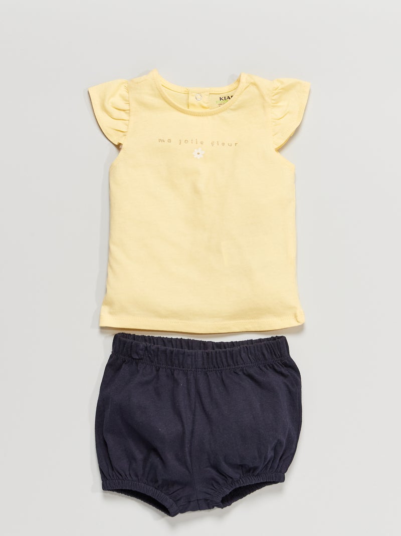 Ensemble short + t-shirt Jaune - Kiabi