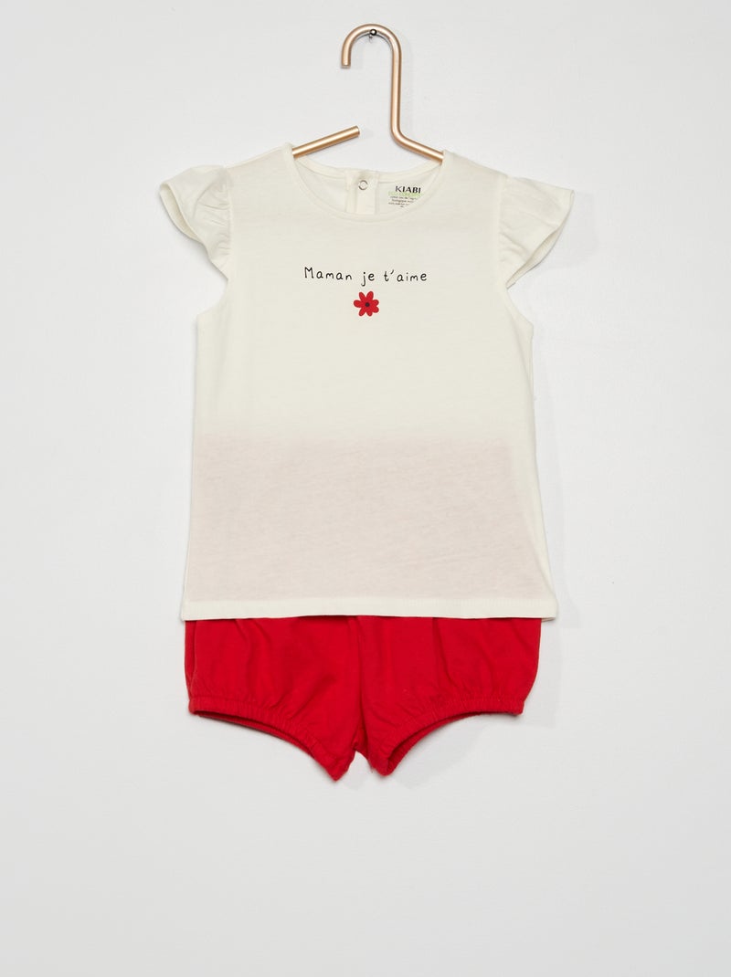 Ensemble short + t-shirt Rouge - Kiabi