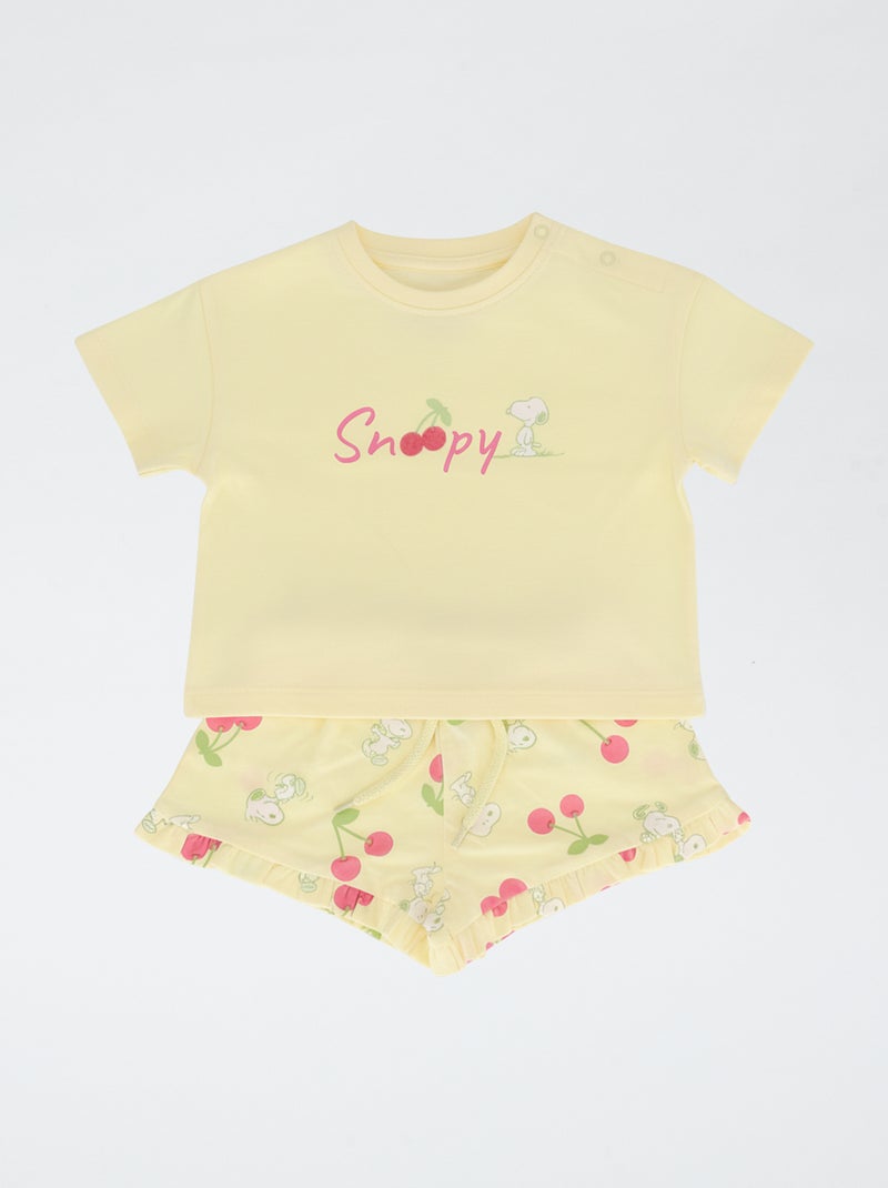 Ensemble short + T-shirt 'Snoopy' Jaune - Kiabi