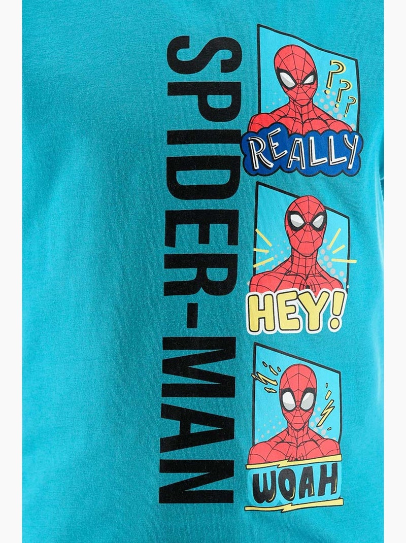 Ensemble Short + T-shirt Spider-Man  | Licence Officielle Bleu turquoise - Kiabi