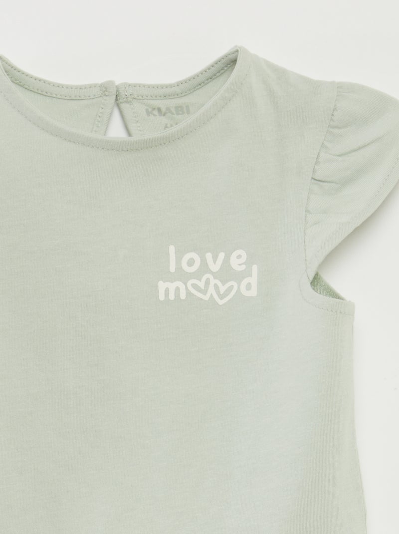 Ensemble short + t-shirt volanté - 2 pièces VERT - Kiabi