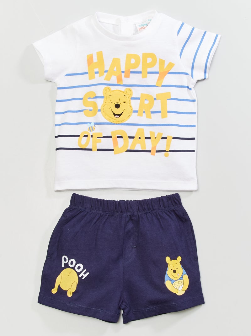 Ensemble short t-shirt 'WInnie l'ourson' 'Disney' blanc/marine - Kiabi