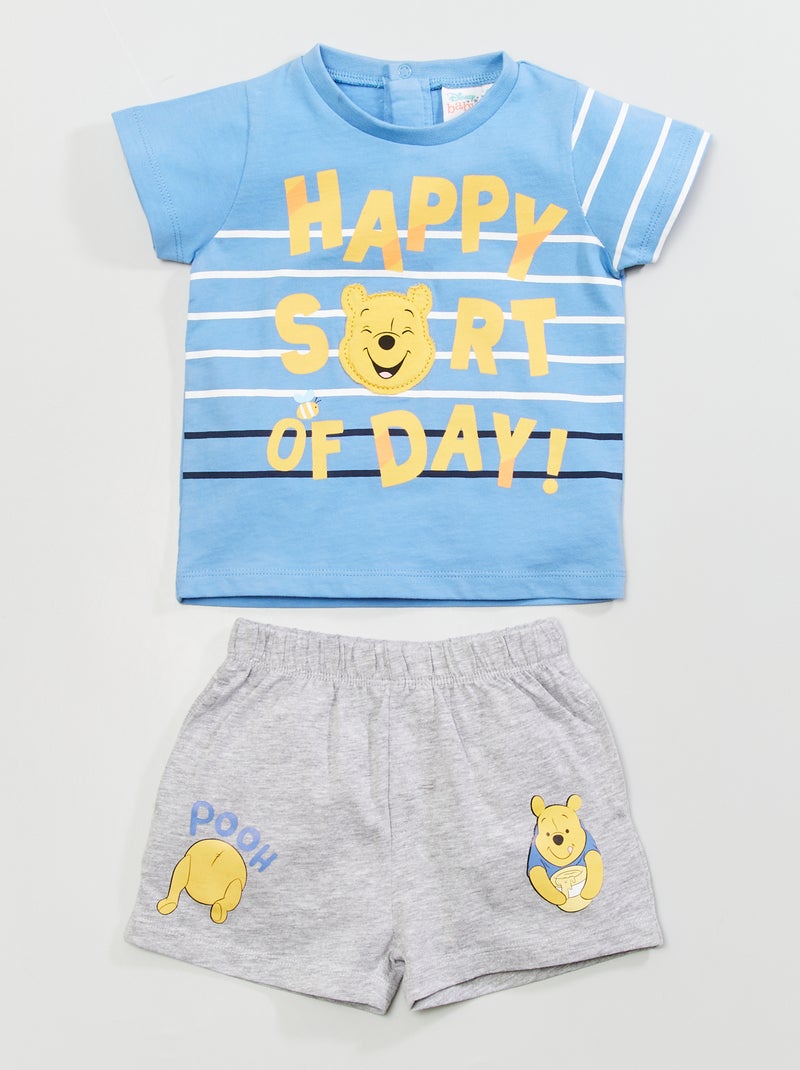 Ensemble short t-shirt 'WInnie l'ourson' 'Disney' bleu/gris - Kiabi