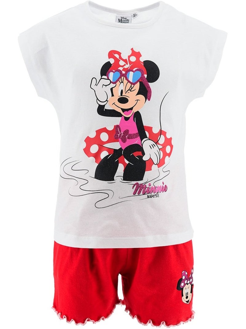 Ensemble Short + Tee-Shirt Minnie Mouse | Licence Officielle Blanc - Kiabi