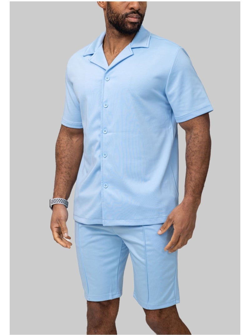 Ensemble Short,Chemise Kebello Bleu ciel - Kiabi