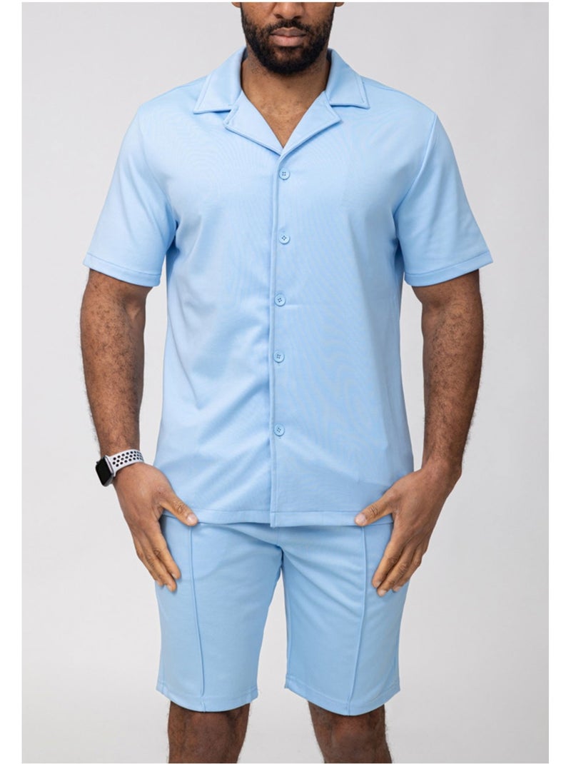 Ensemble Short,Chemise Kebello Bleu ciel - Kiabi