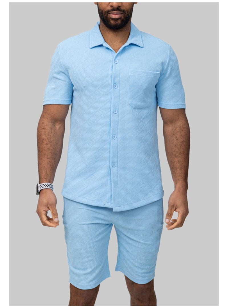 Ensemble Short,Chemise Kebello Bleu ciel - Kiabi