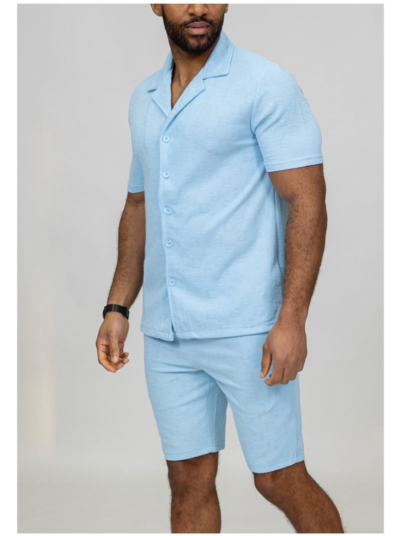 Ensemble Short,Chemise Kebello Bleu ciel - Kiabi