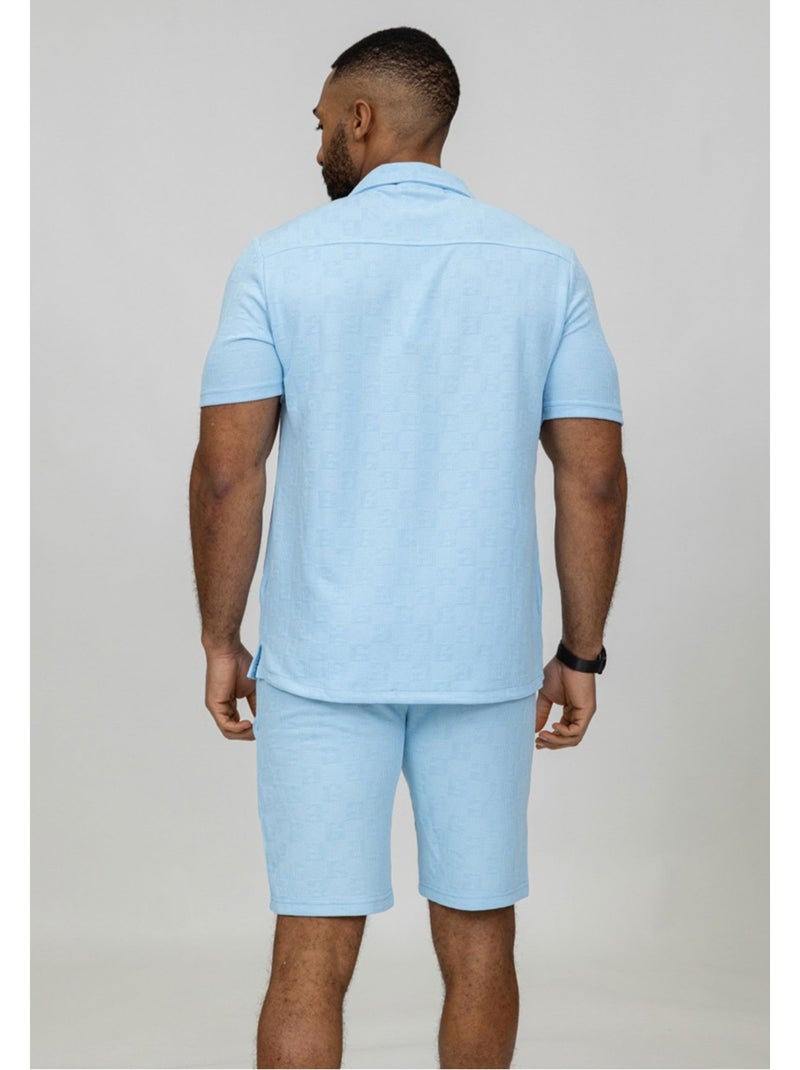Ensemble Short,Chemise Kebello Bleu ciel - Kiabi