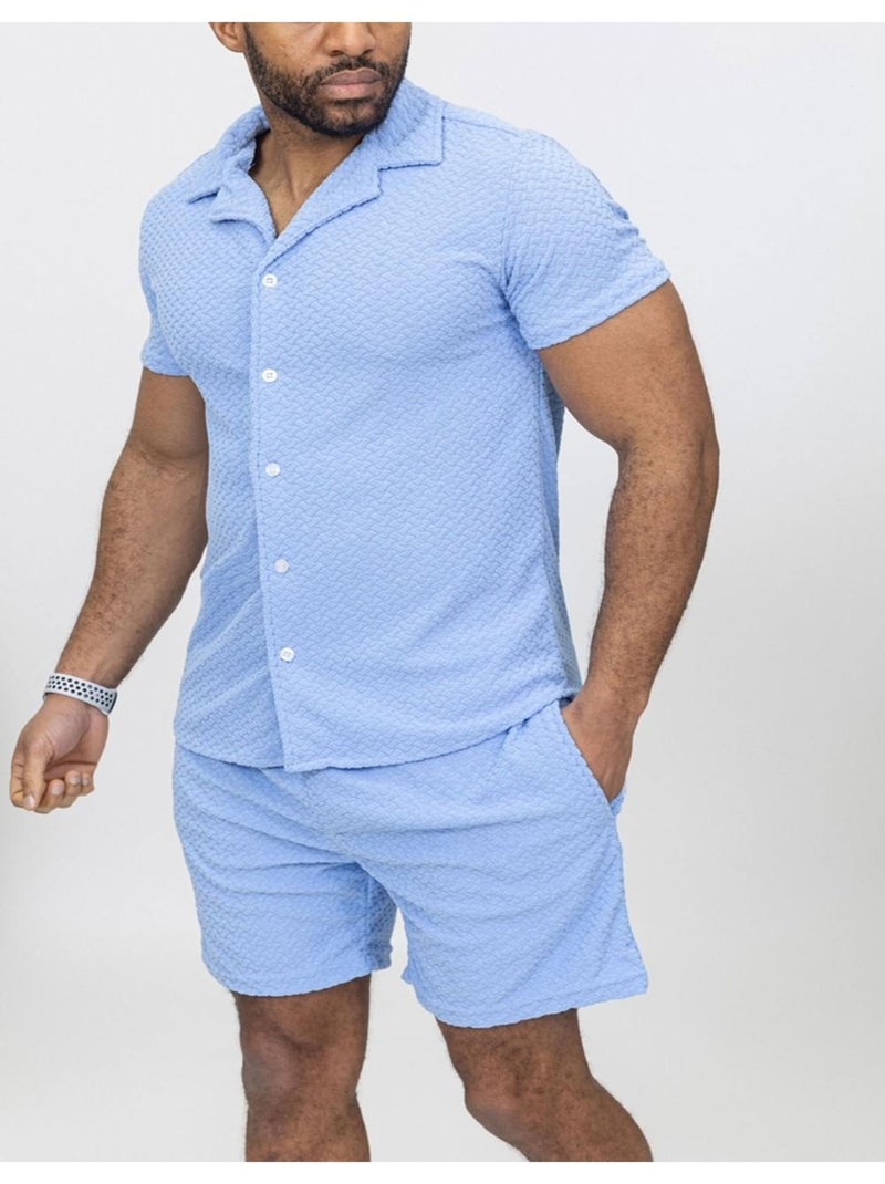 Ensemble Short,Chemise Kebello Bleu ciel - Kiabi
