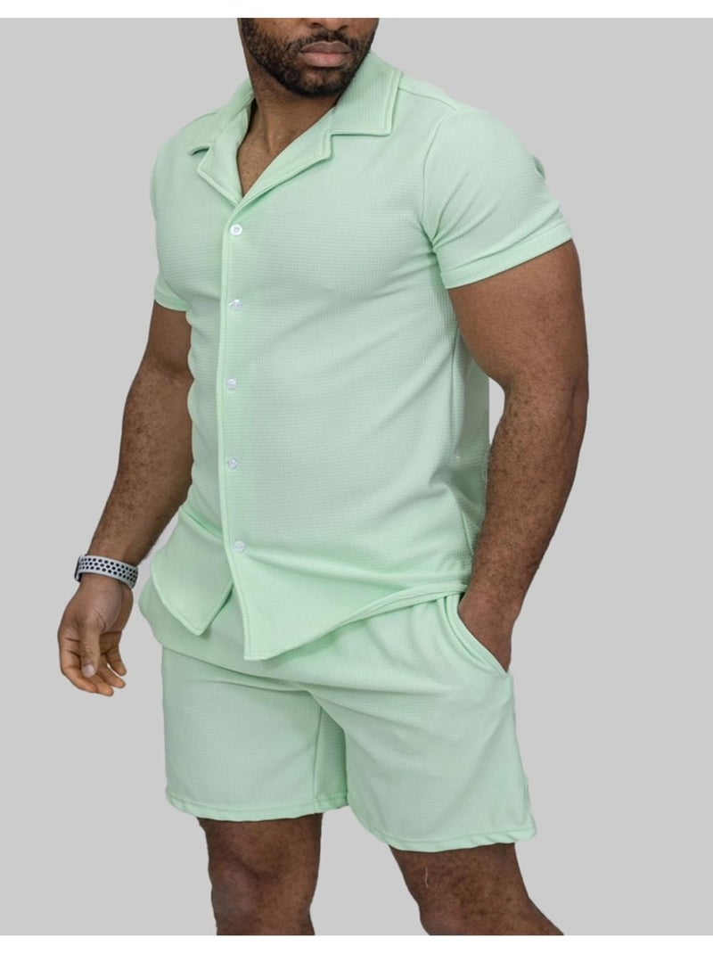 Ensemble Short,Chemise Kebello Vert - Kiabi