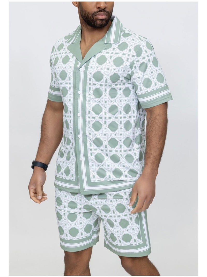 Ensemble Short,Chemise Kebello Vert - Kiabi