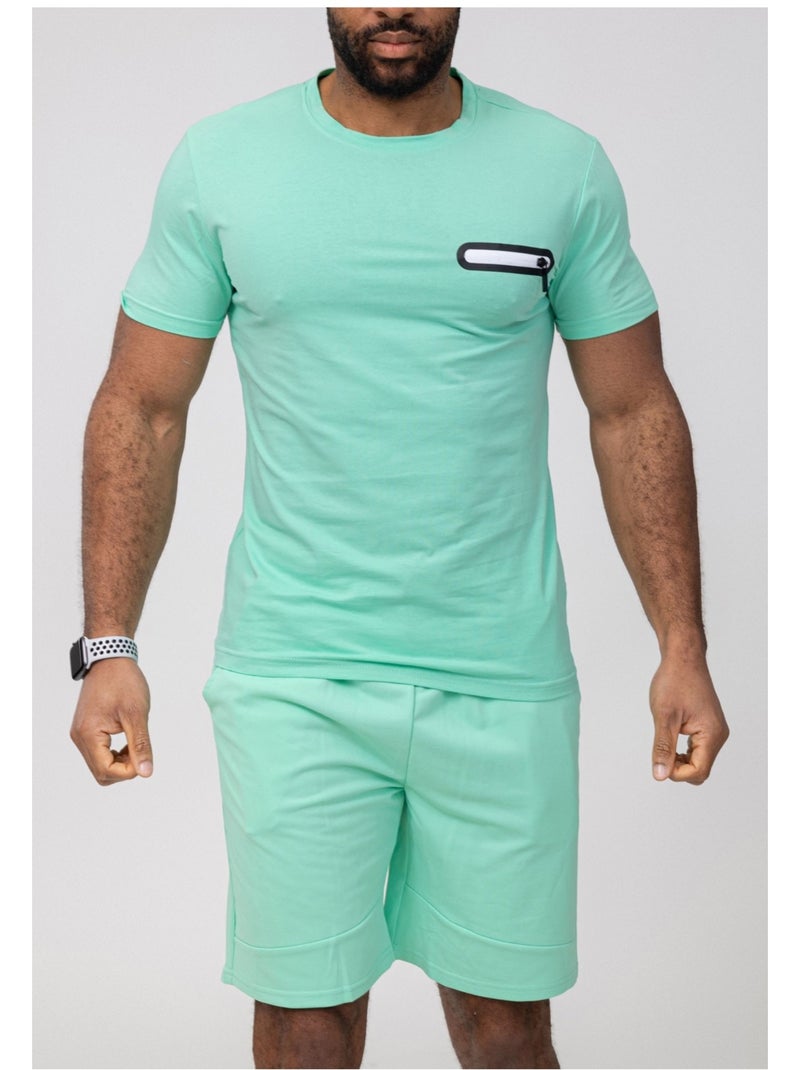 Ensemble Short,T-shirt Kebello Bleu ciel - Kiabi