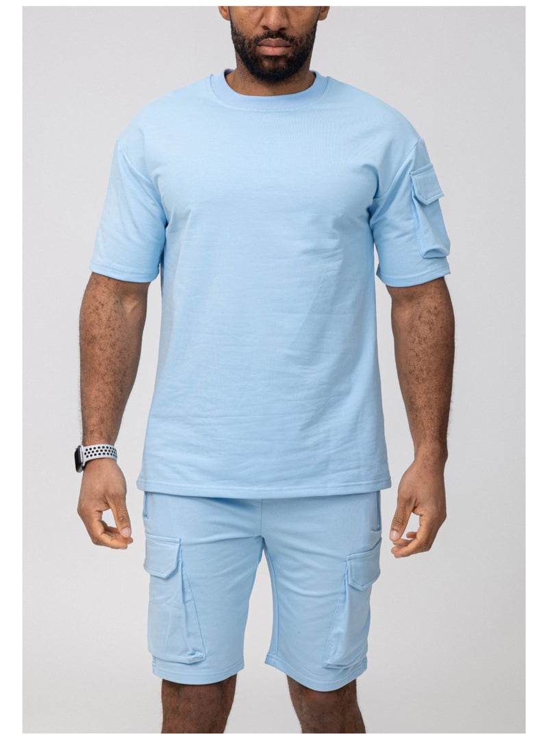 Ensemble Short,T-shirt Kebello Bleu ciel - Kiabi
