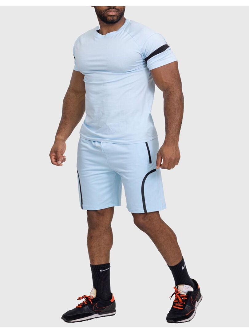 Survêtement Été Homme 2 Pièces - Ensemble T-Shirt Arc-en-Ciel + Short Respirant