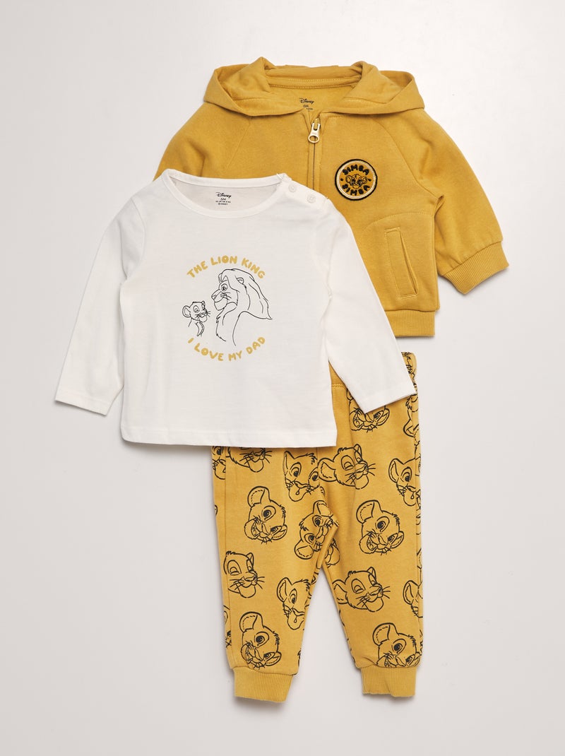 Ensemble 'Simba' t-shirt + sweat + pantalon - 3 pièces Jaune - Kiabi