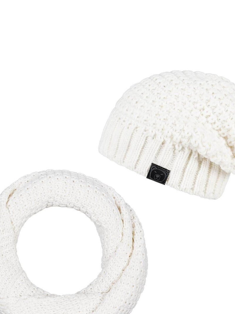 Ensemble Snood Bonnet Elixa - Made in UE Blanc - Kiabi