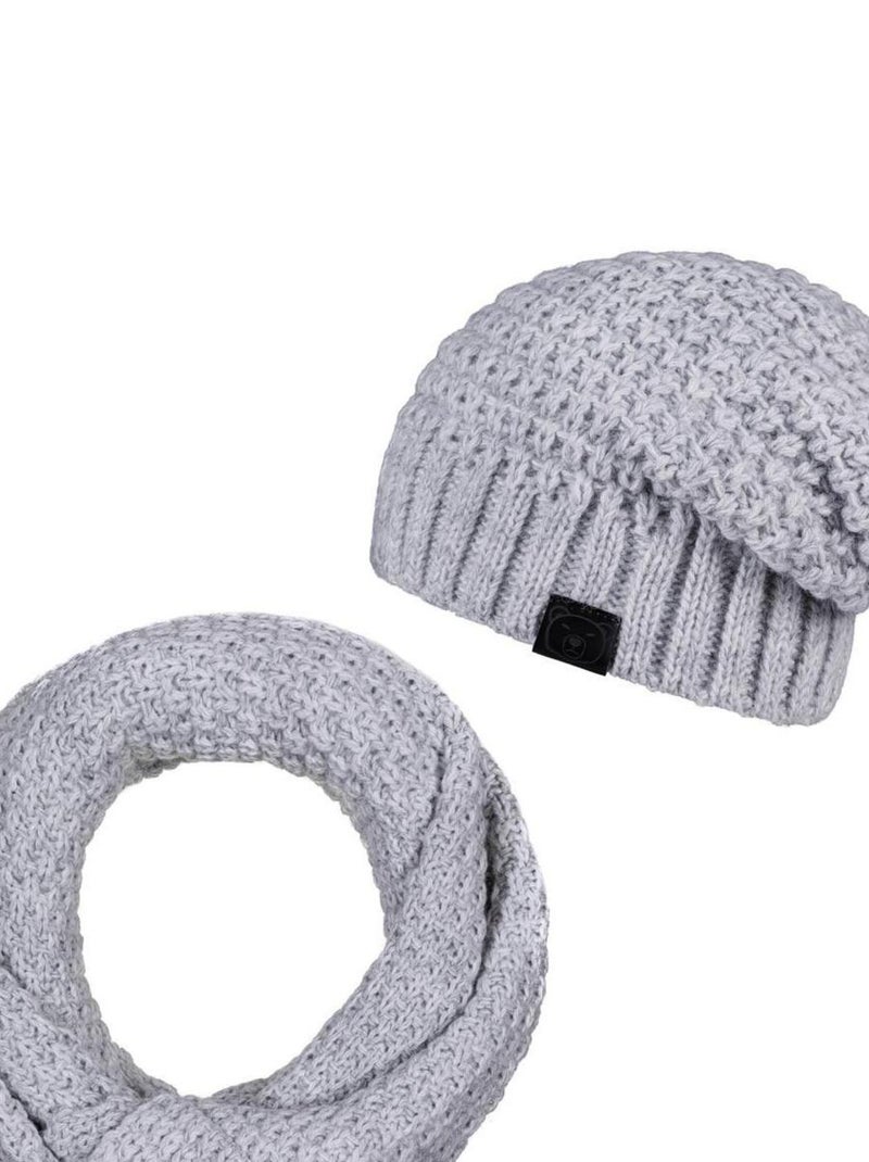 Ensemble Snood Bonnet Elixa - Made in UE Gris - Kiabi