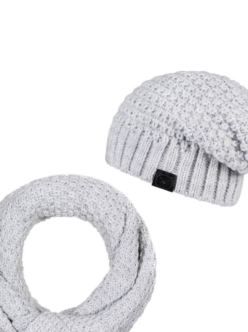 Ensemble Snood Bonnet Elixa - Made in UE Gris clair - Kiabi