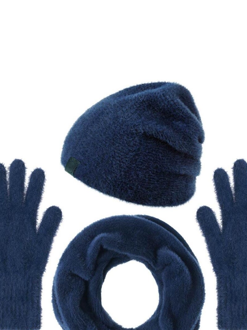 Ensemble Snood Bonnet Gants Etama - Made in UE Bleu marine - Kiabi