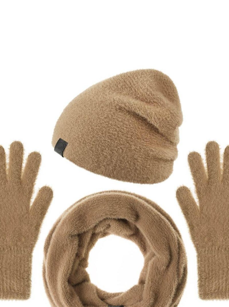 Ensemble Snood Bonnet Gants Etama - Made in UE Marron clair - Kiabi