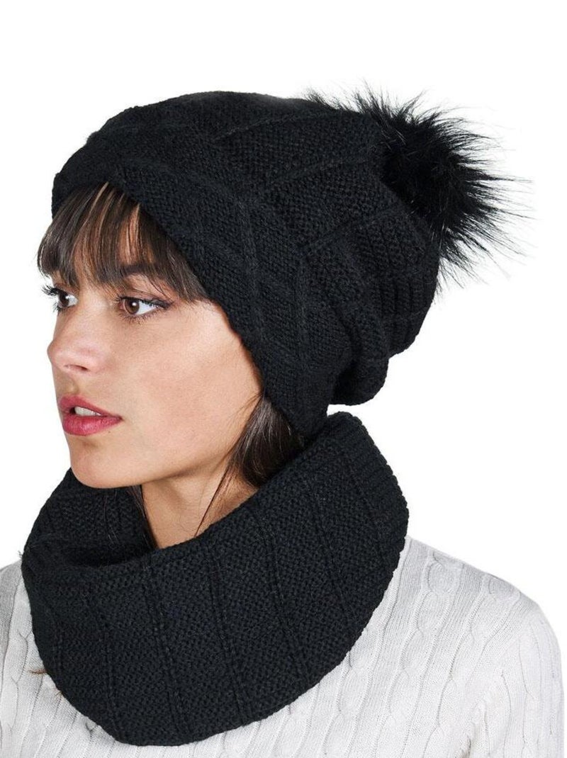Ensemble Snood Bonnet Komin - Made in UE Noir - Kiabi