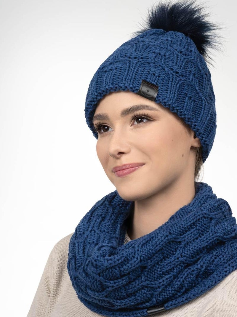 Ensemble Snood Bonnet Maribel - Made in UE Bleu marine - Kiabi