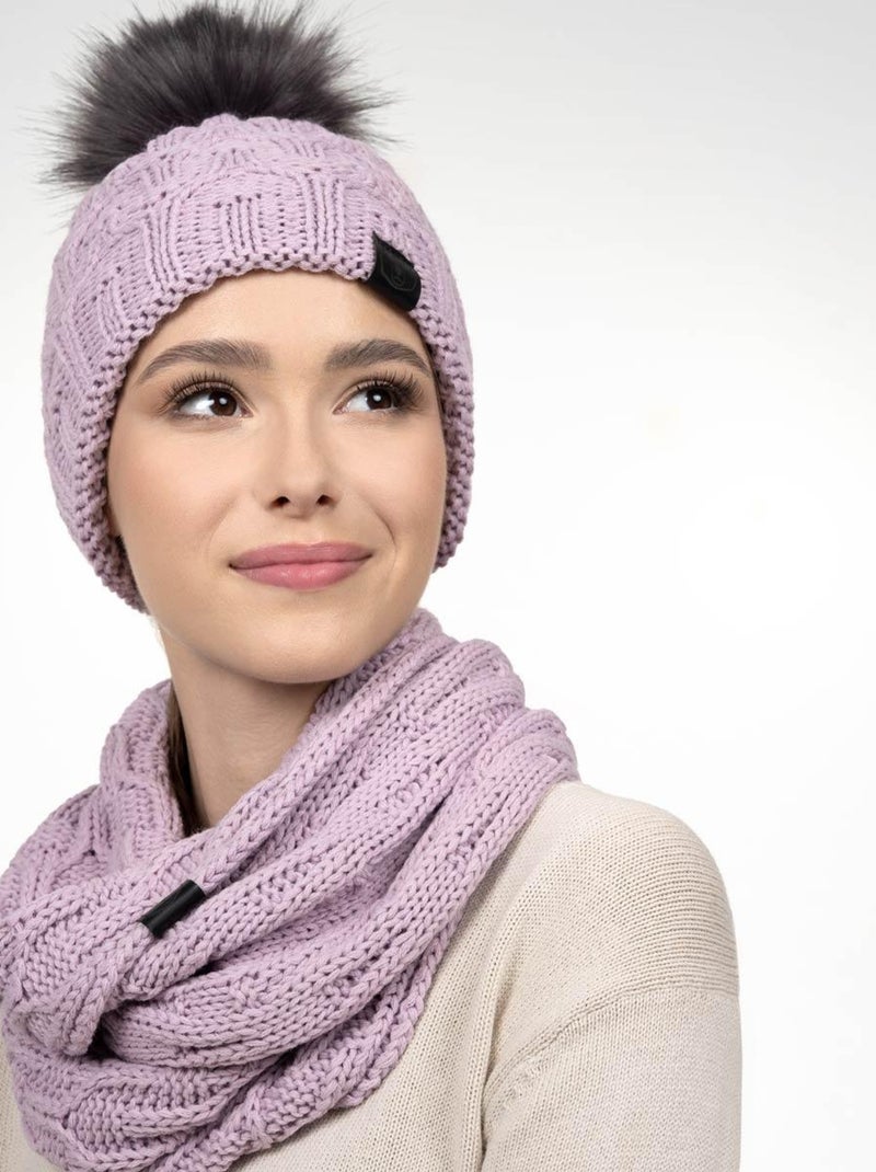 Ensemble Snood Bonnet Maribel - Made in UE Mauve lilas - Kiabi