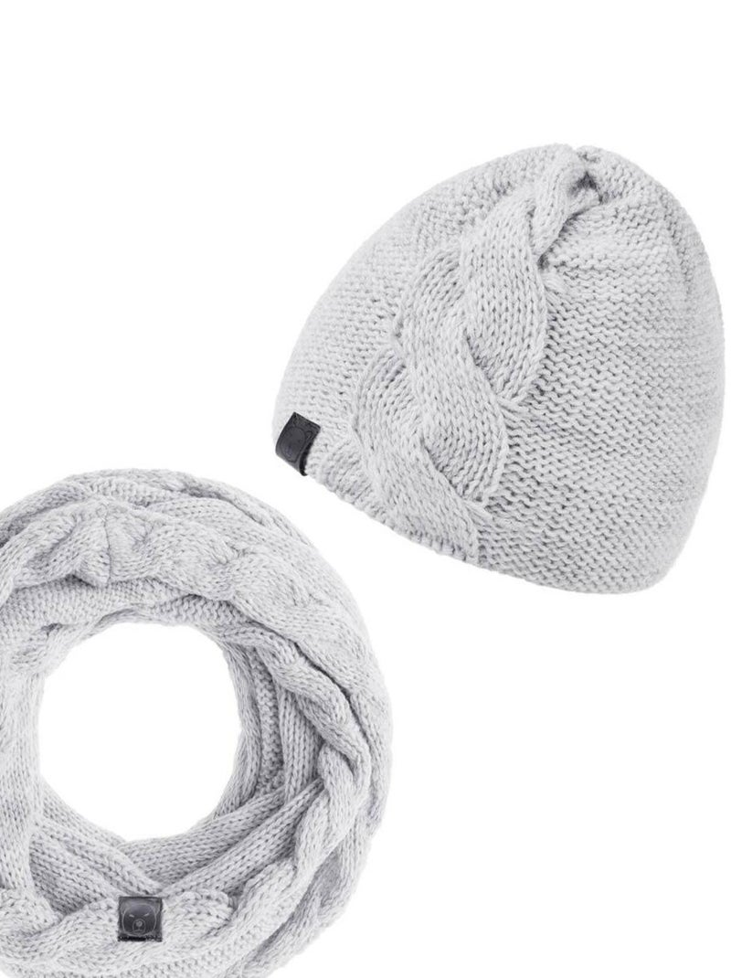 Ensemble Snood Bonnet Moyna - Made in UE Gris clair - Kiabi