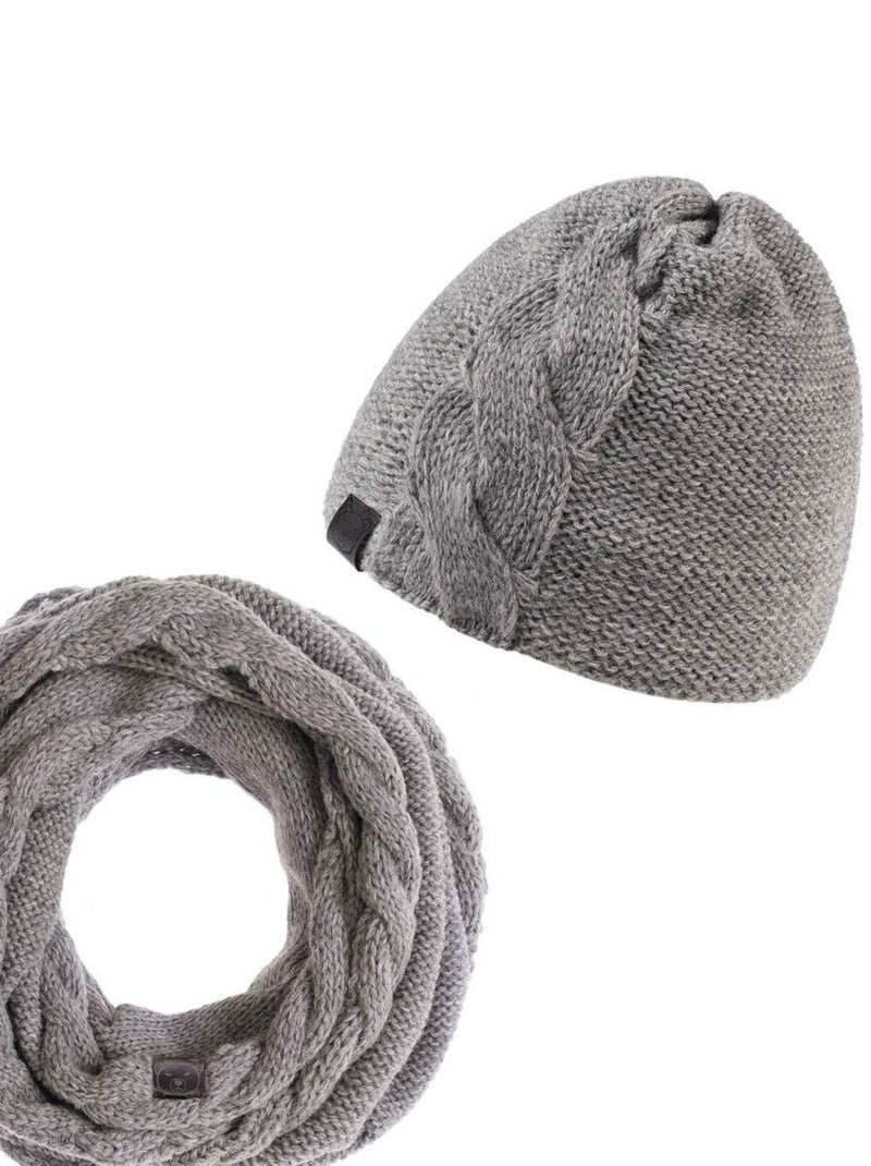 Ensemble Snood Bonnet Moyna - Made in UE Gris foncé - Kiabi