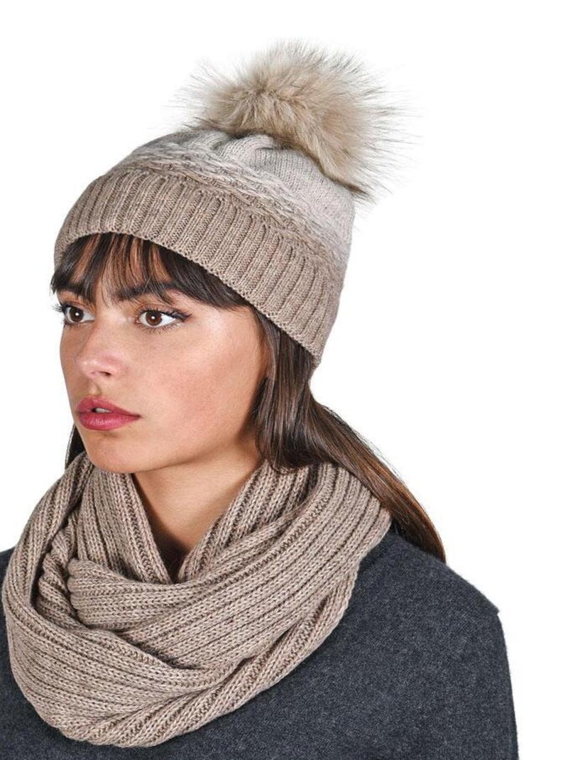 Ensemble Snood Bonnet Optima - Made in UE Marron clair - Kiabi