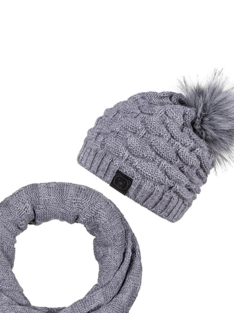 Ensemble Snood Bonnet Wiska - Made in UE Gris - Kiabi