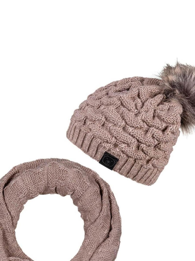 Ensemble Snood Bonnet Wiska - Made in UE Marron clair - Kiabi