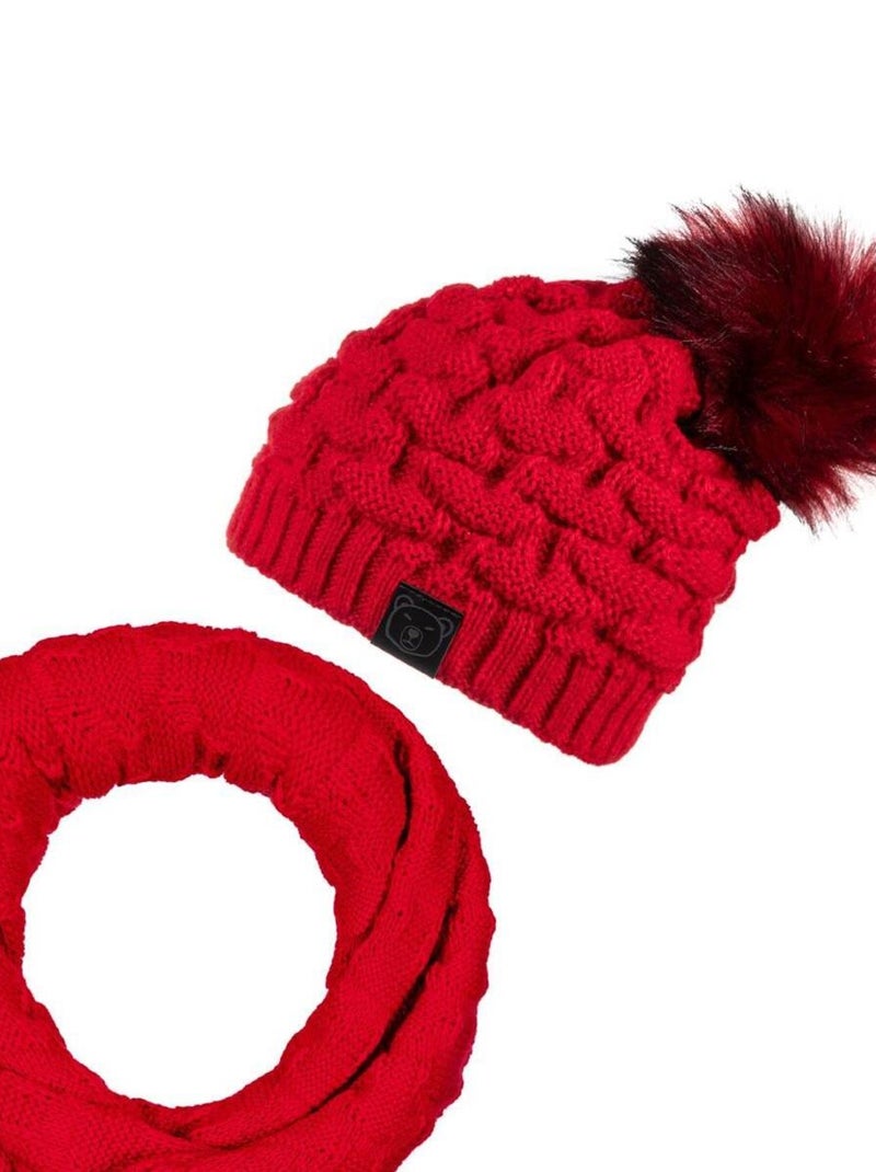 Ensemble Snood Bonnet Wiska - Made in UE Rouge - Kiabi