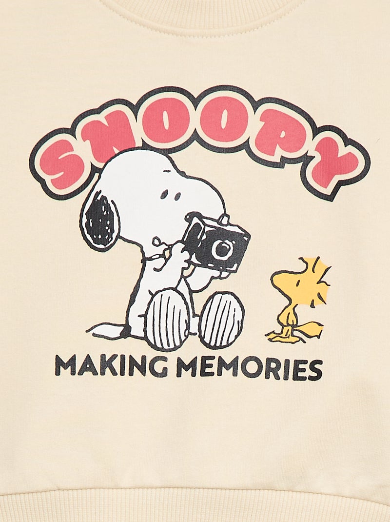 Ensemble 'Snoopy' 2 pièces sweat + short Beige - Kiabi