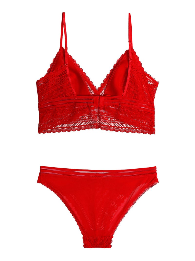 Ensemble soutien-gorge triangle et slip Gift Rouge - Kiabi