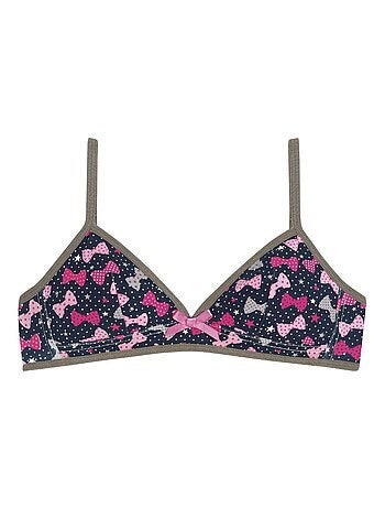 Ensemble soutien-gorge triangle sans armatures imprimé noeuds + slip CUTIE - Pomm'Poire