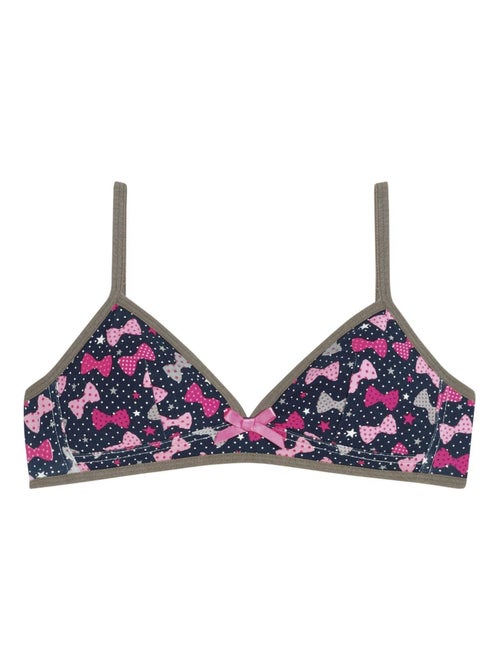 Ensemble soutien-gorge triangle sans armatures imprimé noeuds + slip CUTIE - Pomm'Poire - Kiabi