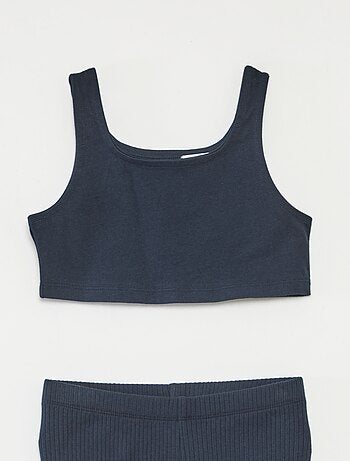 Ensemble sport débardeur + cycliste côtelé - 2 pièces