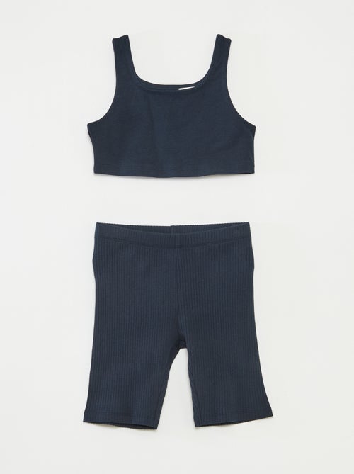 Ensemble sport débardeur + cycliste côtelé - 2 pièces - Kiabi