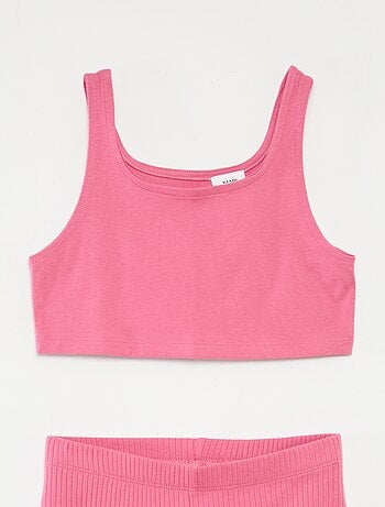 Ensemble sport débardeur + cycliste côtelé - 2 pièces