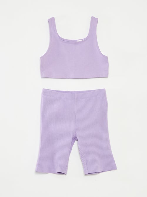 Ensemble sport débardeur + cycliste côtelé - 2 pièces - Kiabi