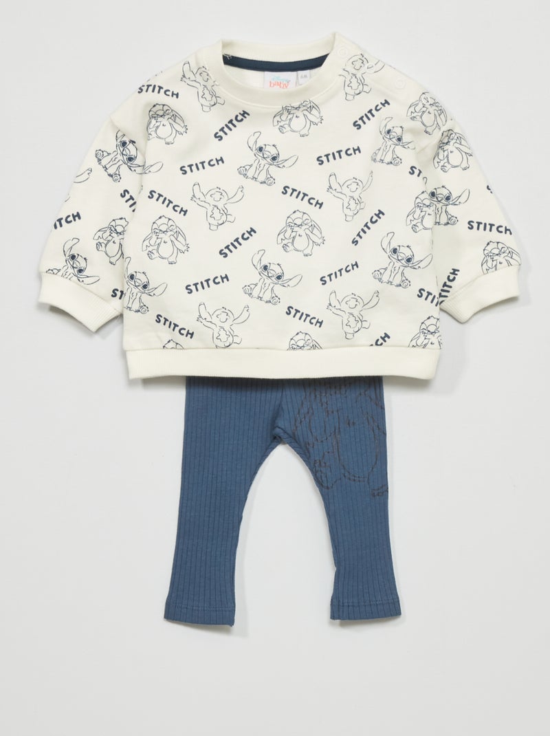 Ensemble 'Stitch' sweat + pantalon - 2 pièces Vert/blanc - Kiabi