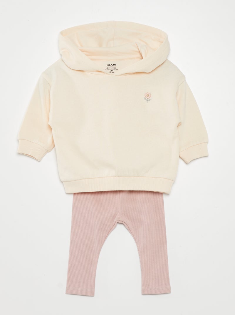 Ensemble sweat à capuche + legging - 2 pièces Ecru - Kiabi