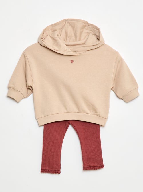 Ensemble sweat à capuche + legging maille - Kiabi