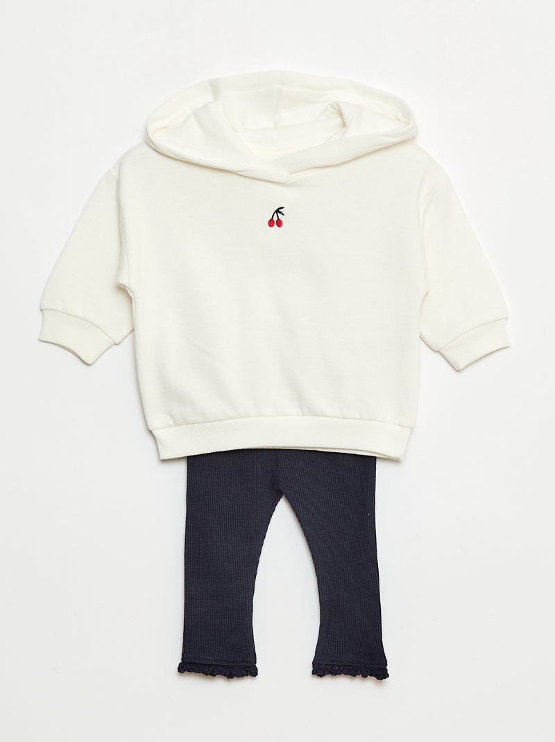 Sweat Kiabi Ensemble Ensemble Sweat à Capuche Legging Maille Blanc