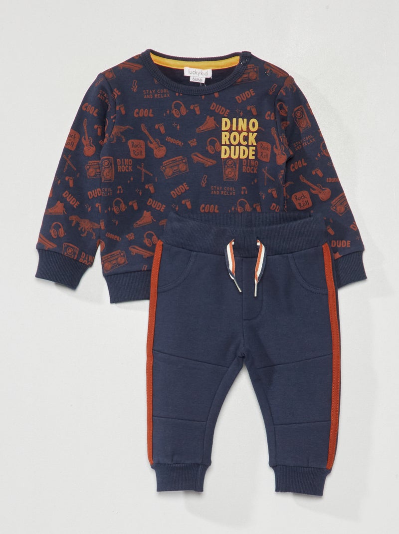 Ensemble sweat à manches longues + pantalon - 2 pièces Bleu - Kiabi