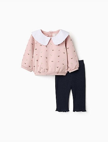 Ensemble sweat en coton peigné et legging côtelé