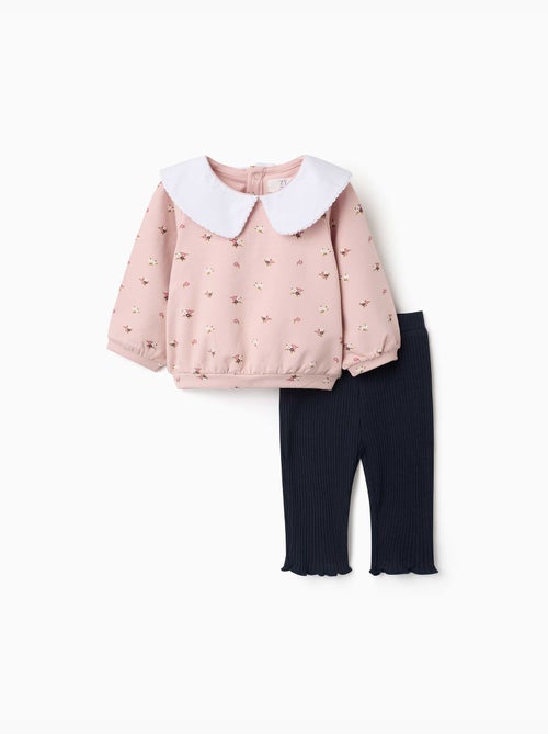 Ensemble sweat en coton peigné et legging côtelé - Kiabi Ensemble sweat en coton peigné et legging côtelé - Kiabi