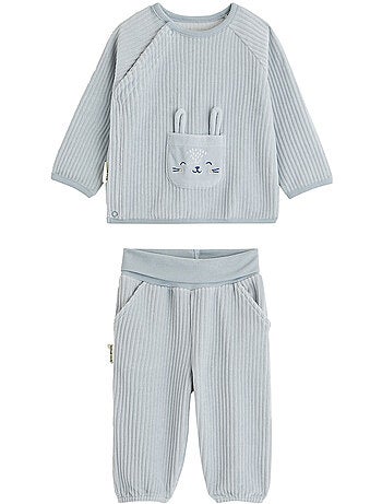Ensemble sweat et pantalon bébé en velours voix lactée